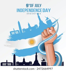 happy independence day Argentina9th of July greetings. abstract  vector illustration design.