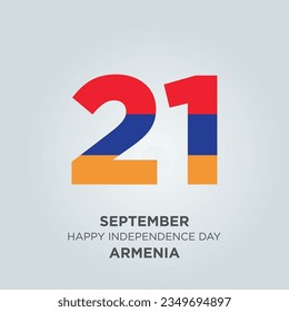 Happy Independence Day Armenia Design. Number 21 made of the Armenian Flag as Armenia celebrates its Independence Day on the 21st of September.