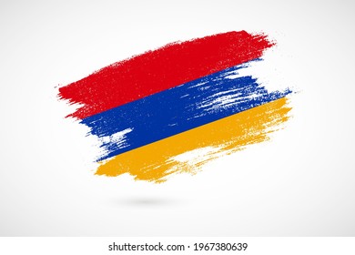 Happy independence day of Armenia with vintage style brush flag background
