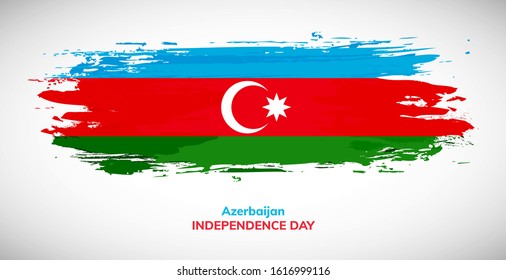 Happy independence day of Azerbaijan. Brush flag of Azerbaijan vector illustration. Abstract watercolor concept of national brush flag background. Brush stroke background.