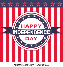Happy Independence Day background with stars and stripes. Vector illustration.