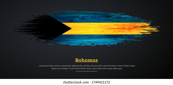 Happy independence day of Bahamas with watercolor grunge brush flag background