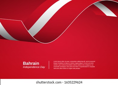 Happy independence day of Bahrain. Creative waving flag banner background. Greeting patriotic nation vector.