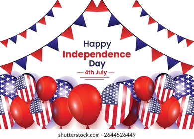 Joyeuse fête de l'indépendance avec ballons et décorations de bruant pour le 4 juillet