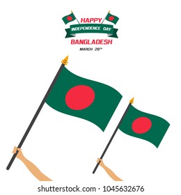 Happy Independence Day Bangladesh vector illustrations with flags and patriotic elements. Can be used for banners, greetings, posters, brochures, card, template and backgrounds.