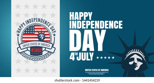 Happy independence day banner design,with USA independence day emblem and stars background - vector