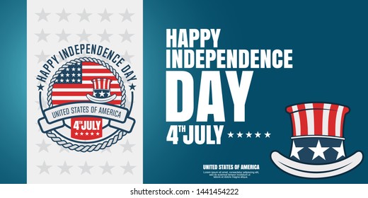 Happy independence day banner design,with USA independence day emblem and stars background - vector