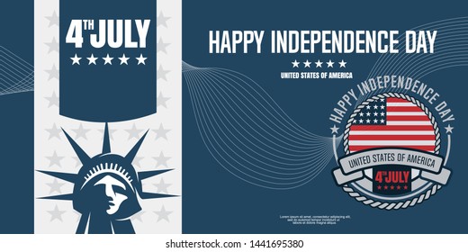 Happy independence day banner design,with USA independence day emblem and abstract background - vector