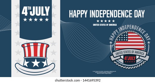 Happy independence day banner design,with USA independence day emblem and abstract background - vector