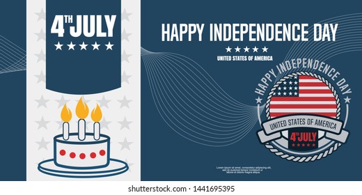 Happy independence day banner design,with USA independence day emblem and abstract background - vector