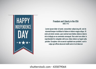 Happy independence Day banner for the Holliday isolated on gray