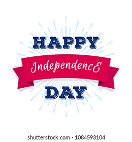 Happy independence day banner on sunburst background. Fourth of july sale card for flyer, poster, greeting card, decoration, greeting card. Vector illustration 10 eps