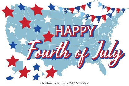 Happy Independence Day Banner USA, 4th of July, flag of USA