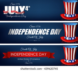 Happy independence day banners with hats.Vector