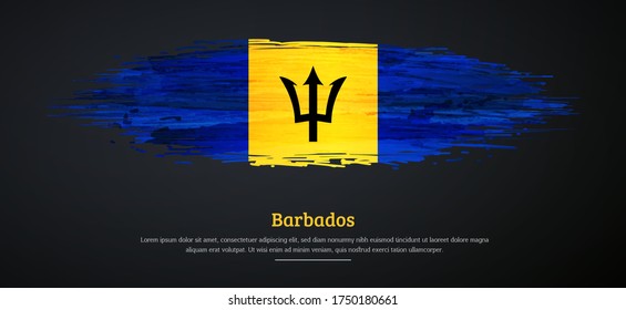 Happy independence day of Barbados with watercolor grunge brush flag background