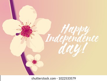 Happy Independence Day, beautiful greeting card with flower background