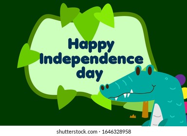 happy independence day, beautiful greeting card background or template banner with cute baby animal character theme. vector design illustration