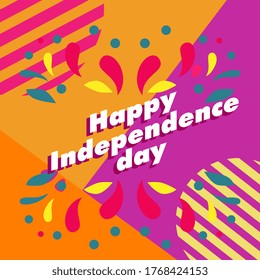 happy independence day, beautiful greeting card background or banner with cute summer theme. vector