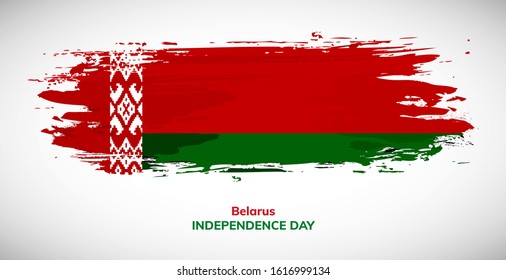 Happy independence day of Belarus. Brush flag of Belarus vector illustration. Abstract watercolor concept of national brush flag background. Brush stroke background.