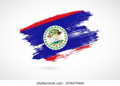 Happy independence day of Belize with vintage style brush flag background