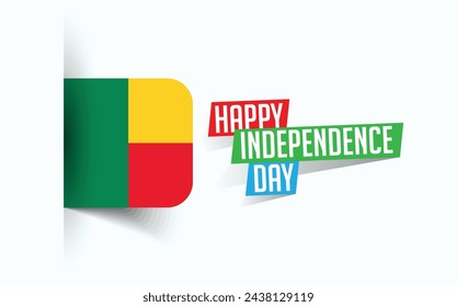 Feliz Día de la Independencia de Benin Ilustración vectorial, cartel del día nacional, diseño de la plantilla de saludo, archivo fuente EPS
