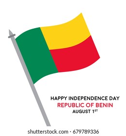 Happy Independence day Benin vector illustration with flag and patriotic elements. 