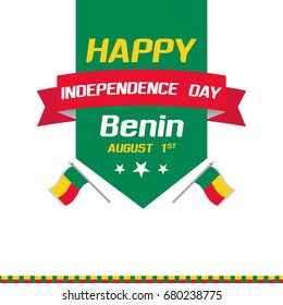 Happy Independence day Benin vector illustration with flag and patriotic elements.
