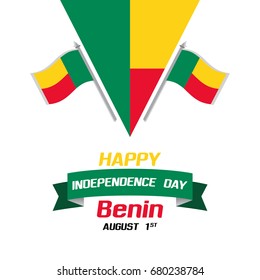 Happy Independence day Benin vector illustration with flag and patriotic elements.
