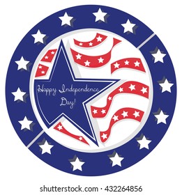 Happy Independence Day Blue Stars American Flag. Vector