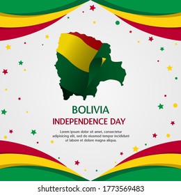 Happy independence day of Bolivia. Creative national country map with Bolivia flag vector illustration.