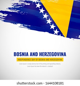 Happy independence day of Bosnia and Herzegovina with brush style watercolor country flag background