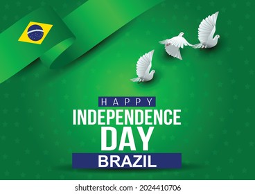 happy independence day brazil. flying  dove with Brazilian flag. vector illustration design.