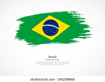 Happy independence day of Brazil with national flag on grunge texture