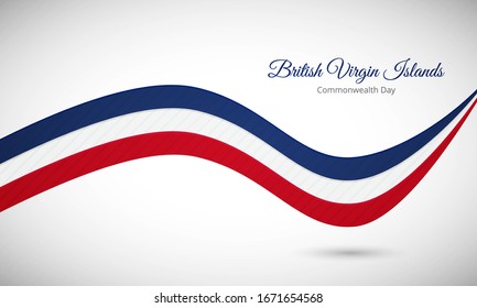 Happy independence day of British Virgin Islands. Abstract shiny wavy British Virgin Islands flag background with text typography.