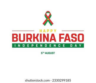 Happy Independence day Burkina Faso, Burkina Faso Independence day, Burkina Faso, Ribbon Flag, 5th August, 5 August, National Day, Independence day Typographic Design Typography Concept Ribbon Icon