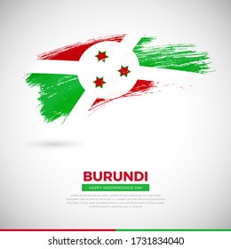 Happy independence day of Burundi country. Elegant grunge brush of Burundi flag illustration