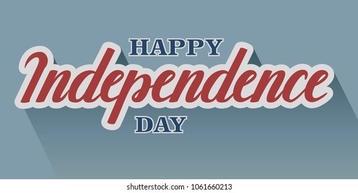 Happy Independence Day  calligraphic poster, card. Hand drawn Independence Day lettering design. Isolated on blue background.