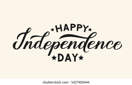 Happy Independence Day calligraphy hand lettering. 4th of July shabby retro celebration poster vector illustration. Easy to edit template for logo design, greeting card, banner, flyer, etc. 