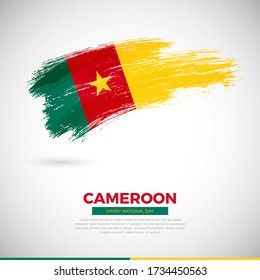 Happy independence day of Cameroon country. Creative grunge brush of Cameroon flag illustration