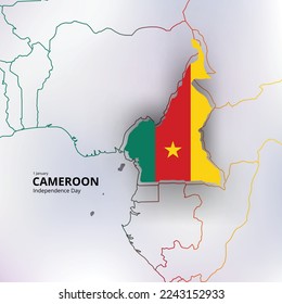 happy independence day of cameroon, map, flag