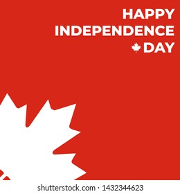 Happy Independence Day of Canada. 1st  July. Canadian flag. White Canada Maple leaf on red background. Flag of Canada. Canadian national holidays. Symbol of Canada. Vector illustration