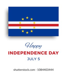 happy independence day of cape verde banner layout design with text and paper cut national flag on a white background. vector illustration for greeting cards, posters, flyers, invitations, brochures
