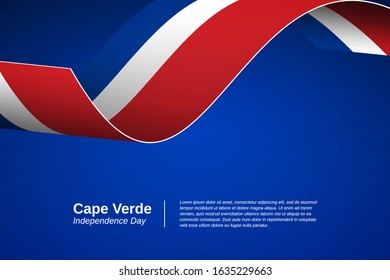 Happy independence day of Cape Verde. Modern waving flag banner background. Greeting patriotic nation vector illustration.