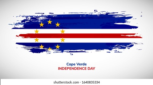 Happy independence day of Cape Verde. Brush flag of Cape Verde vector illustration. Abstract watercolor concept of national brush flag background. Brush stroke background.