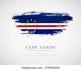 Happy independence day of Cape Verde with artistic watercolor country flag background