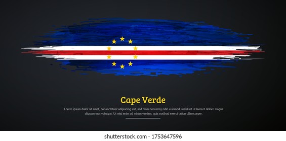 Happy independence day of Cape Verde with watercolor grunge brush flag background
