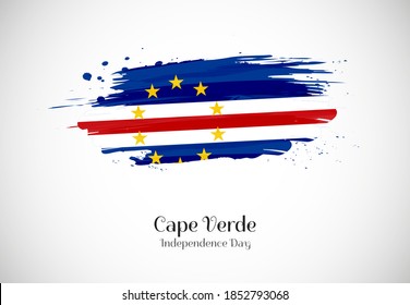 Happy independence day of Cape Verde with creative brush flag background