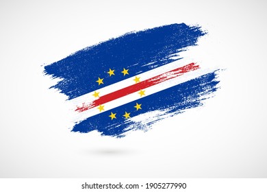 Happy independence day of Cape Verde with vintage style brush flag background