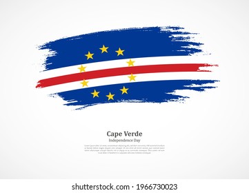 Happy independence day of Cape Verde with national flag on grunge texture