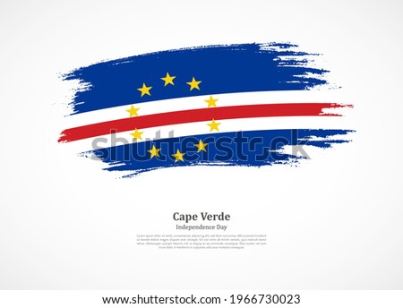 Happy independence day of Cape Verde with national flag on grunge texture